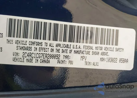 2014 Chrysler Town & Country Touring-L z USA, uszkodzony, nr VIN 2C4RC1CG7ER200092